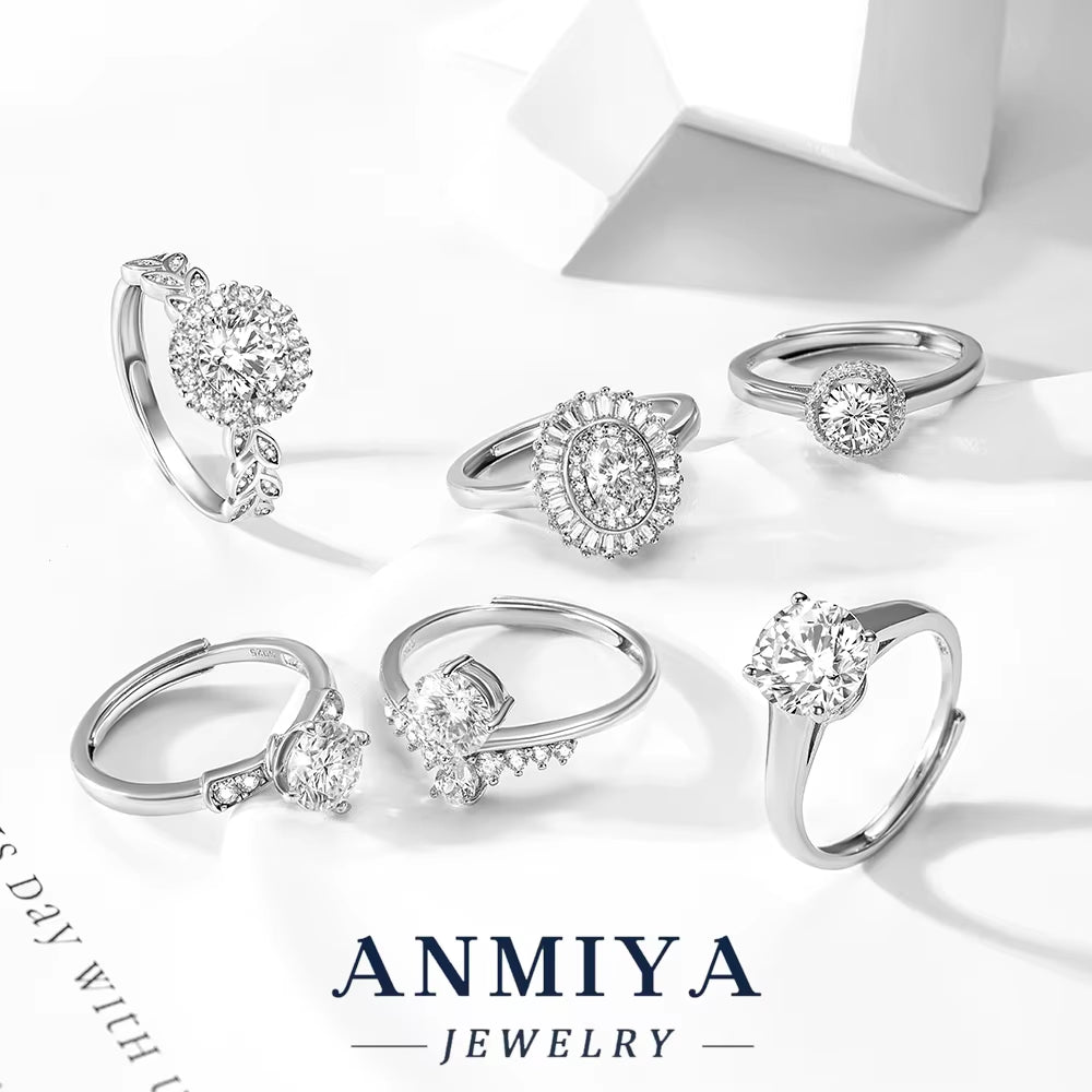 Wholesale Sparkling Silver Jewelry Silver-Plated 925 Sterling Silver Princess-Cut Moissanite Ring for Wedding Accessories