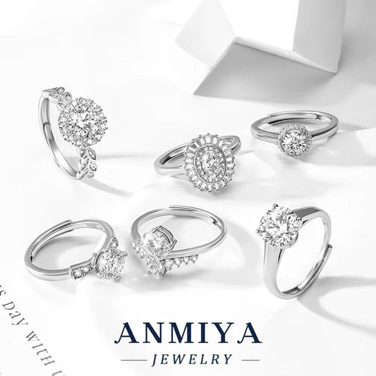 Wholesale Sparkling Silver Jewelry Silver-Plated 925 Sterling Silver Princess-Cut Moissanite Ring for Wedding Accessories