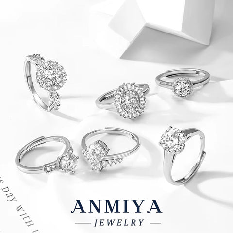 Wholesale Sparkling Silver Jewelry Silver-Plated 925 Sterling Silver Princess-Cut Moissanite Ring for Wedding Accessories