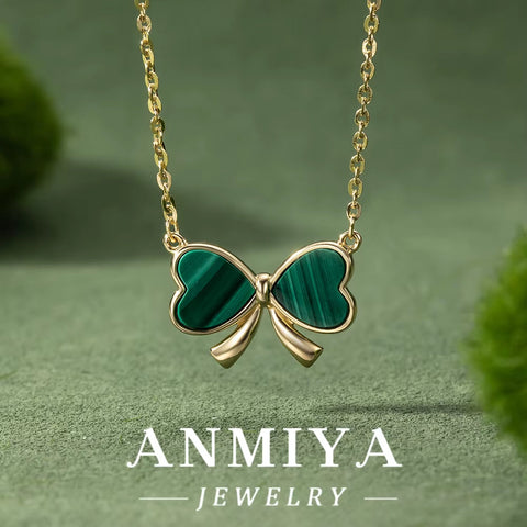 Exquisite Malachite Pendant Necklace in 925 Silver | Trendy Sterling Silver Jewelry for Women | Green Stone Silver Chain