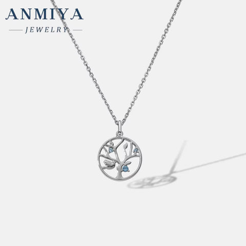 ANMIYA Trendy S925 Sterling Sliver Hollow Out Tree Necklace Jewelry Fashion Chains Necklaces