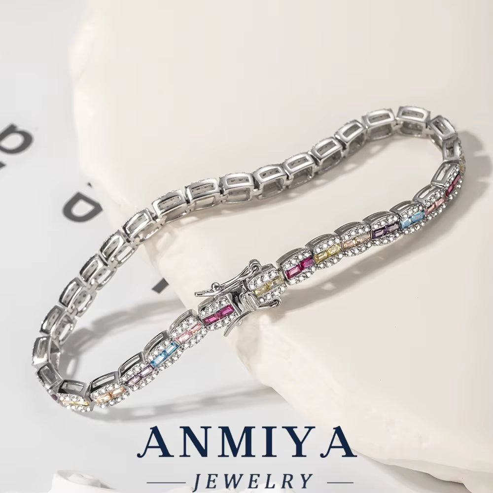 925 Sterling Silver Jewelry Handmade Dainty Silver Clover Bracelet with Cubic Zirconia for Women'S Lucky Charm Gift