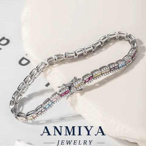 925 Sterling Silver Jewelry Handmade Dainty Silver Clover Bracelet with Cubic Zirconia for Women'S Lucky Charm Gift