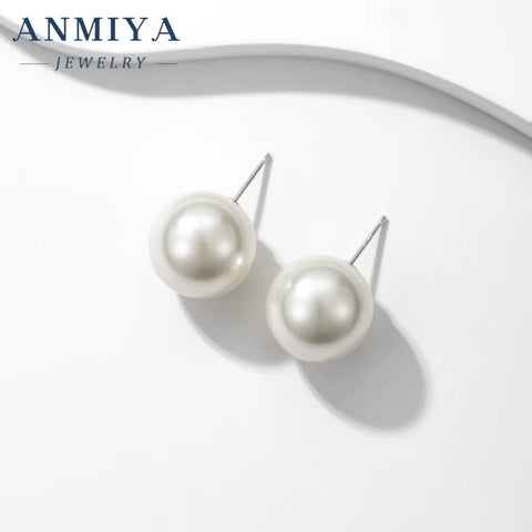 2024 Hot Products S925 Silver Jewelry White Freshwater Pearl Stud Earring Bridal 8-16Mm Bling Pearl Earrings