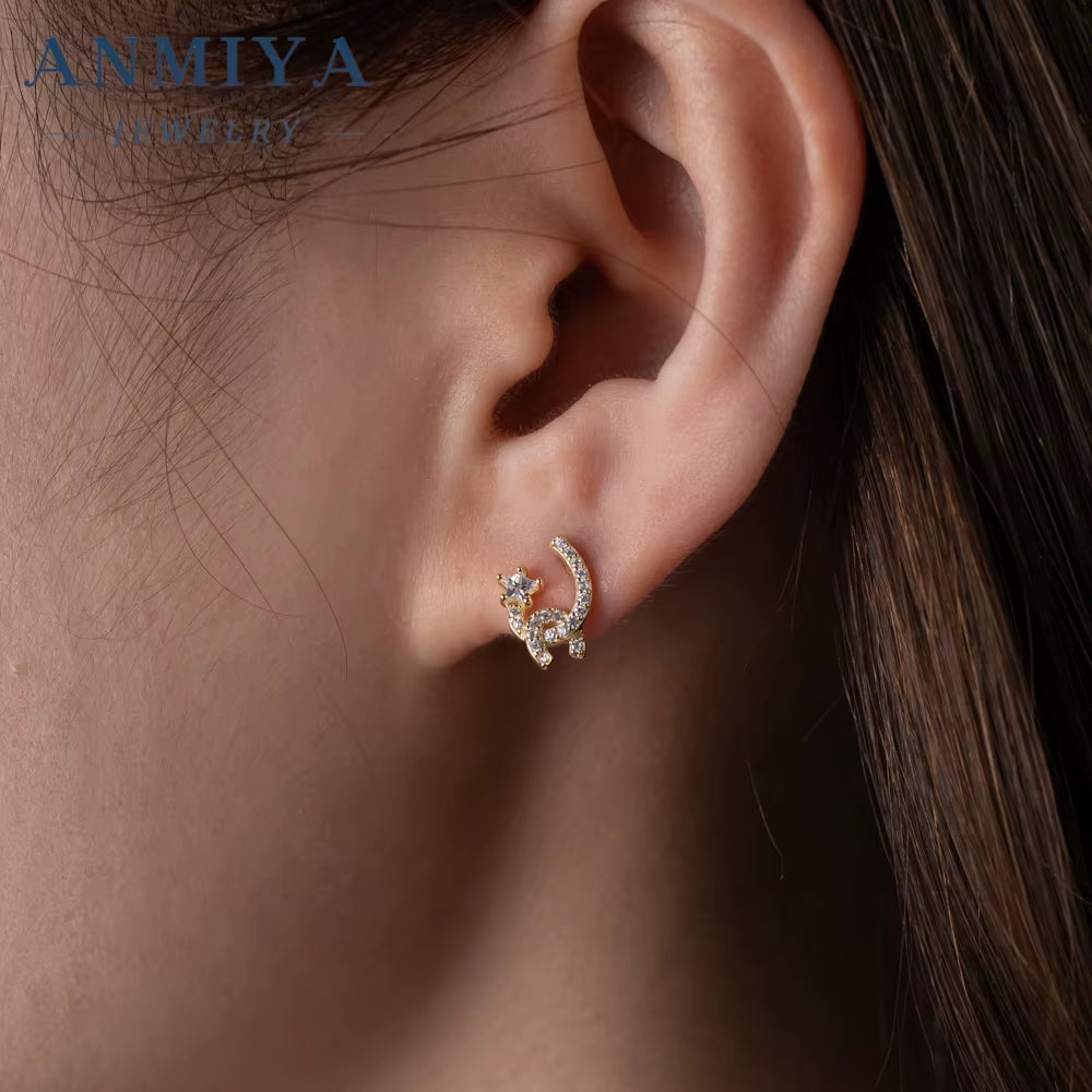Wholesale New Tide Hot Sales Brand Zircon Star Jewelry Stud Earrings for Women Trendy