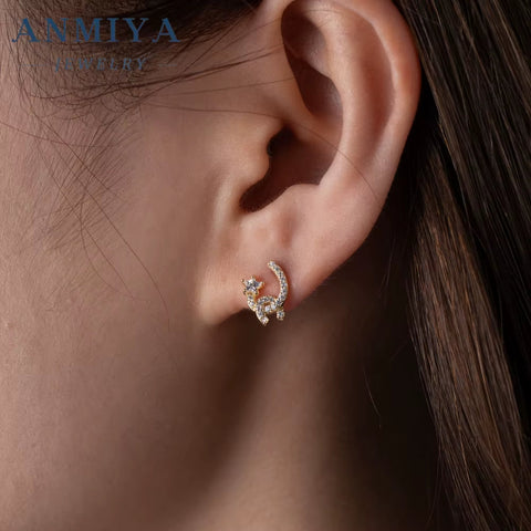 Wholesale New Tide Hot Sales Brand Zircon Star Jewelry Stud Earrings for Women Trendy