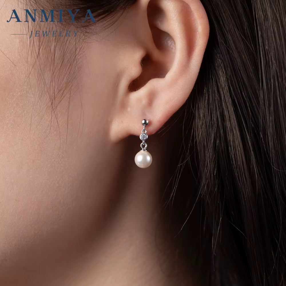 MIYA Fashion Jewelry Earrings S925 Sterling Silver Freshwater Pearl Hanging Earrings Charm Pearl Stud Earringsan