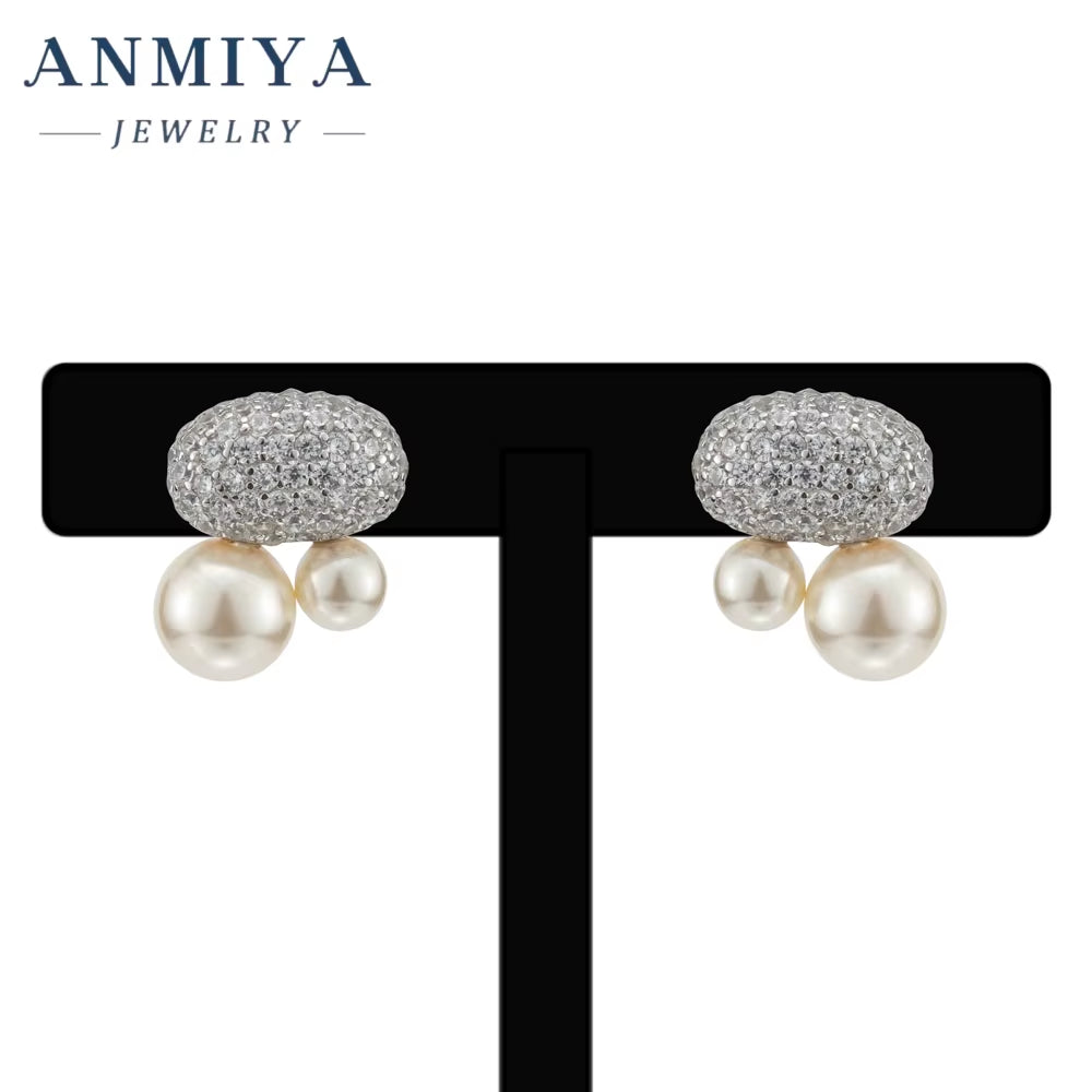 High Quality Fashion 925 Sterling Silver Freshwater Natural Double Pearl Earrings for Women