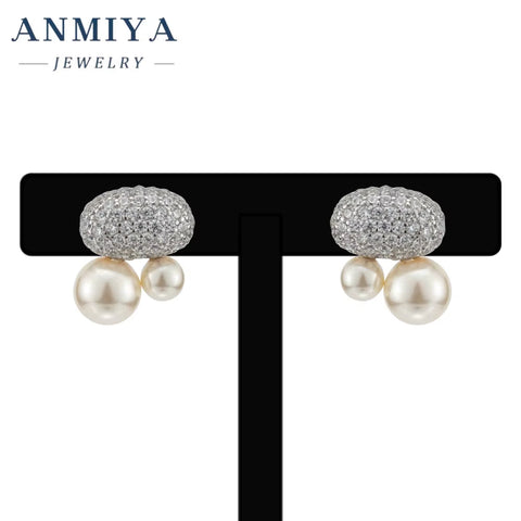 High Quality Fashion 925 Sterling Silver Freshwater Natural Double Pearl Earrings for Women