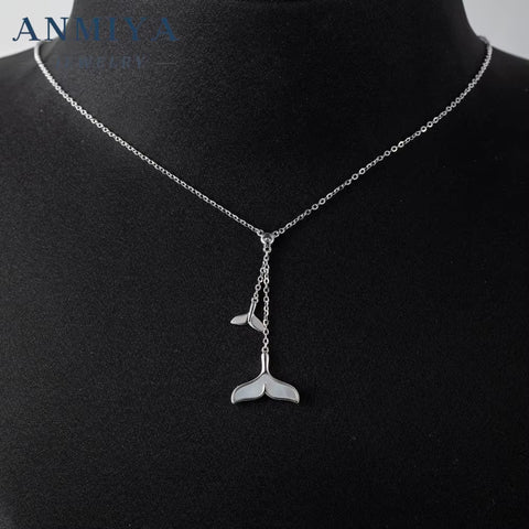 925 Sterling Silver Double Fishtail Necklace Light Luxury Female Niche Design Sense Jewelry