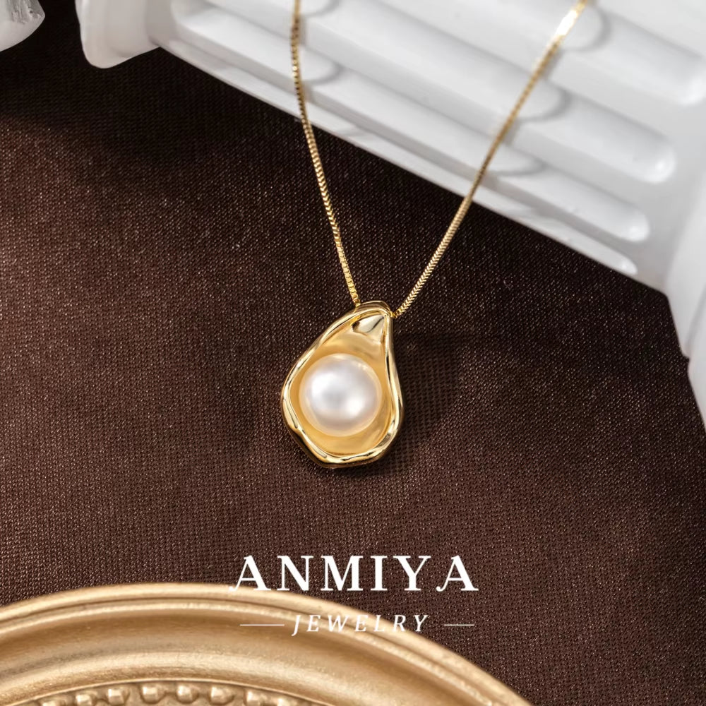 ANMIYA Jewelry 2024 Delicate Silver 925 18K Gold Plated Freshwater Pearl Sea Shell Necklace Earring Jewelry Set
