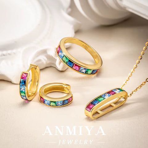 Modern Silver Jewelry Geometric Design Set Necklace,Earring,Ring for Office Wear Silver 925 Set