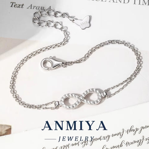 925 Sterling Silver Jewelry Clover & Mobius Strip Bracelet with Infinity Symbol Design for Eternal Love Gifts