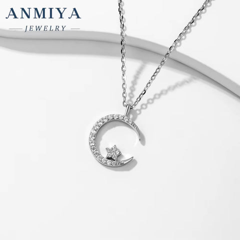 925 Sterling Silver Starburst Moon Star Necklace Celestial Necklace Valentine'S Day Gift