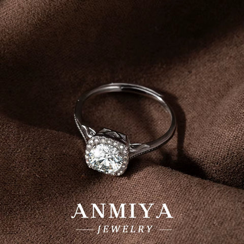 Gorgeous Silver Jewelry - Smooth-Edged 925 Sterling Silver Moissanite Ring for Wedding