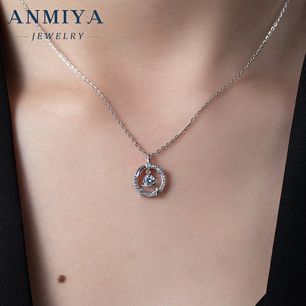 Fashion High Quality Hollow Celestial Star Silver 925 Necklaces for Women Wholesale