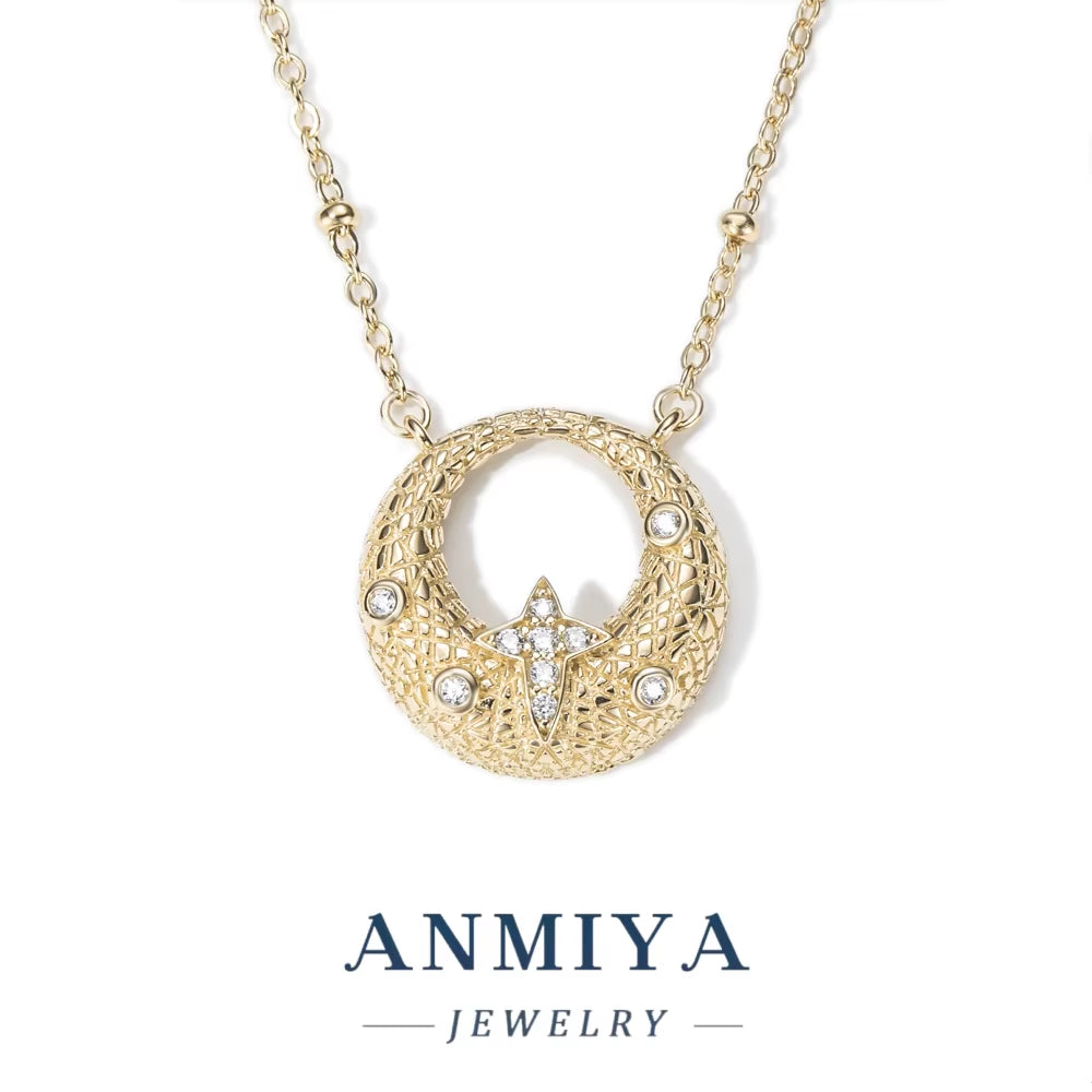 Silver 925 Jewelry Set - Moon 925 Necklace & Earring, Sterling Silver Modern Design