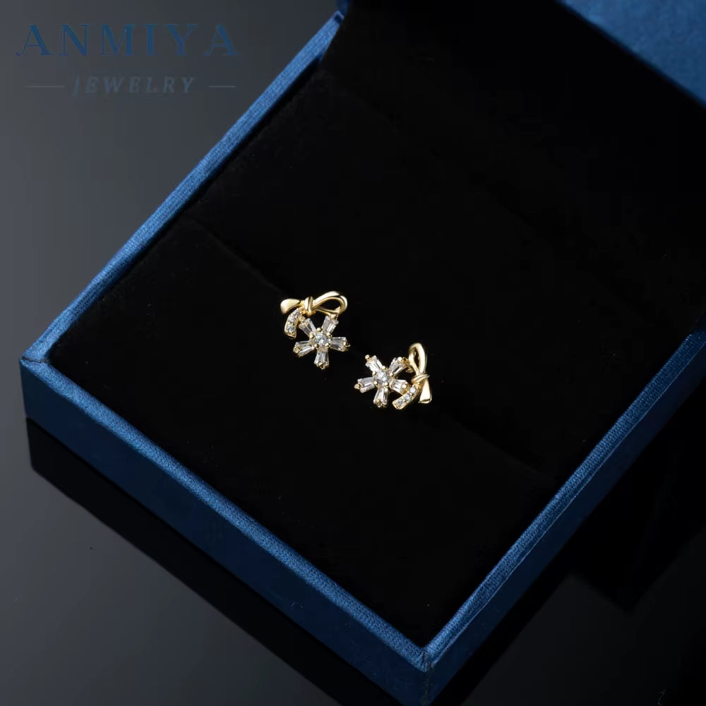 Minimalist Jewelry Bow Stud Earrings 18K Gold Plated Jewelry Waterproof S925 Sterling Silver Stud Earring