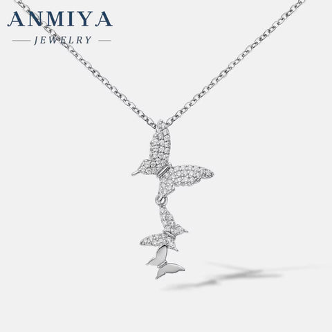ANMIYA Fashion Charm Butterfly Necklace Jewelry 18K Gold 925 Silver Tassel Necklace Pendant for Women