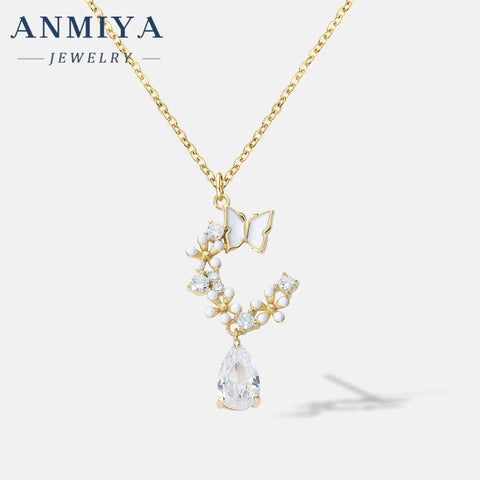 Valentine'S Day Water Drop Butterfly Garland Fine Zirconia Zircon Stone 925 Friendship Necklace Set Earrings for Women