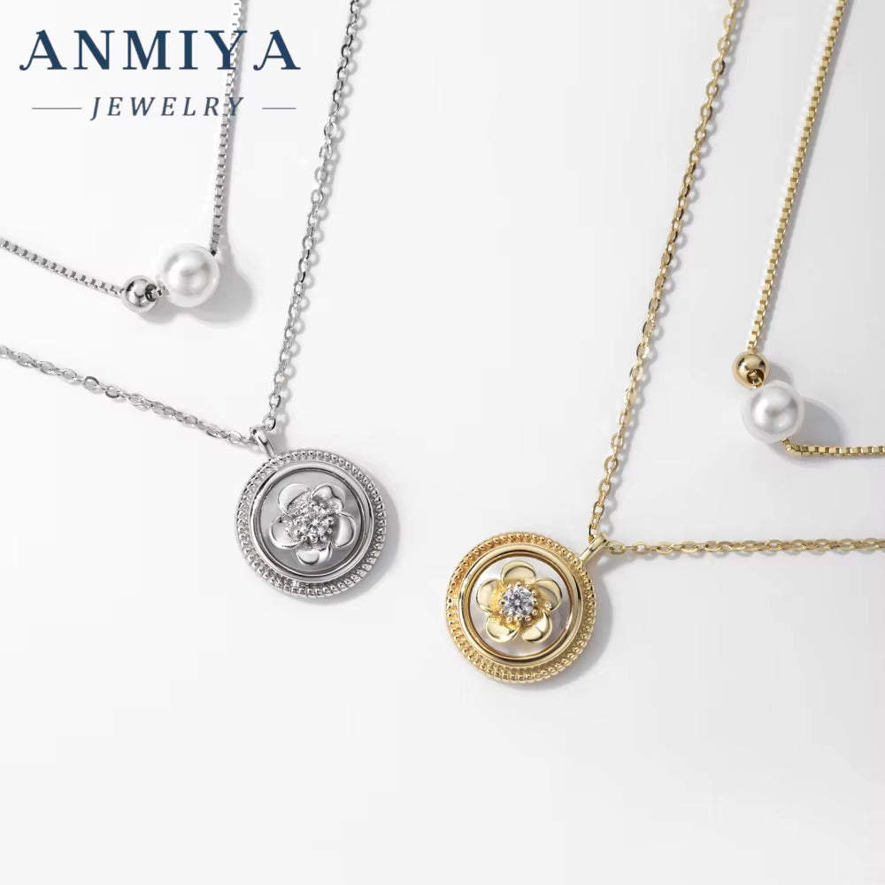 ANMIYA CUSTOM OEM Fine Jewelry Zircon 925 Sterling Silver Fresh Water Pearl Multi-Layered Necklace for Women