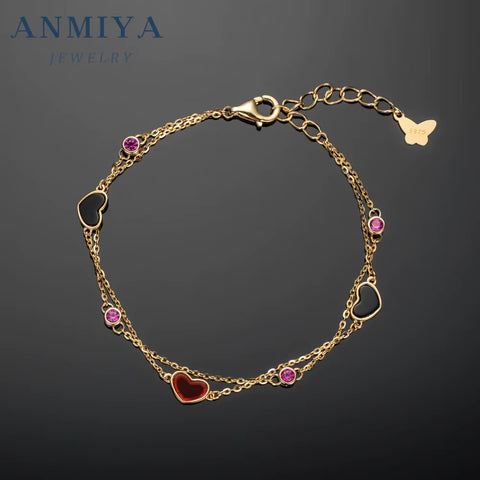 INS Hot Sales Heart Shape Zircon Fashion Jewelry Silver 925 Bracelet for Lover Friendship Couple