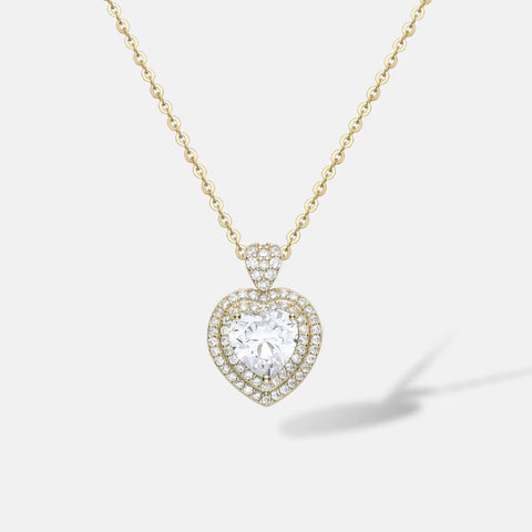 ANMIYA 18K Gold Plated Bling Diamond Small Heart Shape 925 Silver Love Forever Necklace for Mom Valentine'S Day