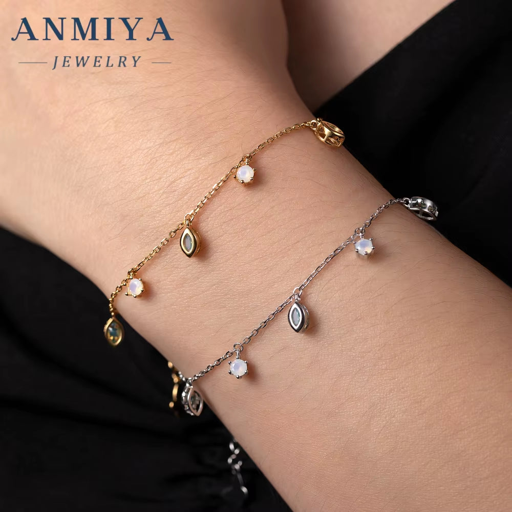 ANMIYA Trendy Best Selling Gold Tassels Anklet Bracelet Women 18K Gold 925 Silver Inoxidable Bracelet
