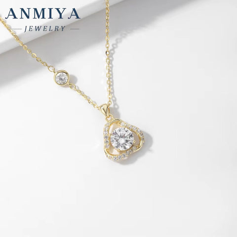 ANMIYA Customize Charms Pendant Zircon Stone 925 Silver 18K Gold Necklace Jewelry for Women