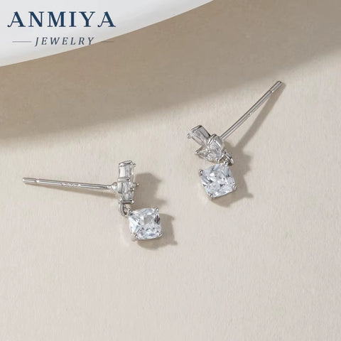 2024 Exquisite Simple Rhomboid Shape Geometry Irregularity Stylish Zircon Stud Earrings for Women