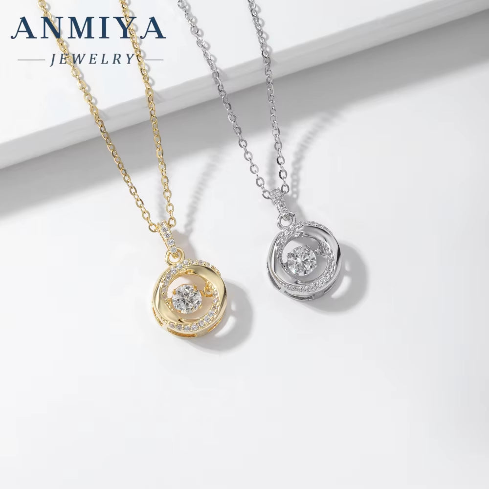 Fashion Jewelry White Gold Plated 925 Sterling Silver Chain round Moissanite Diamond Pendant Women Necklace with GRA Certificate