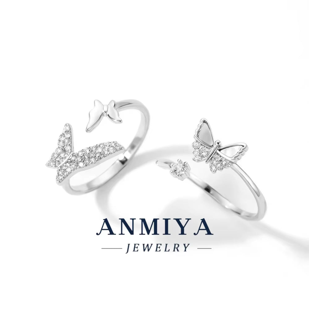 OEM Trendy 925 Silver 18K Gold Rhodium Plated Adjustable Butterfly Ring Multiple Layers Gifts 5A Cubic Zircon Rings Jewelry