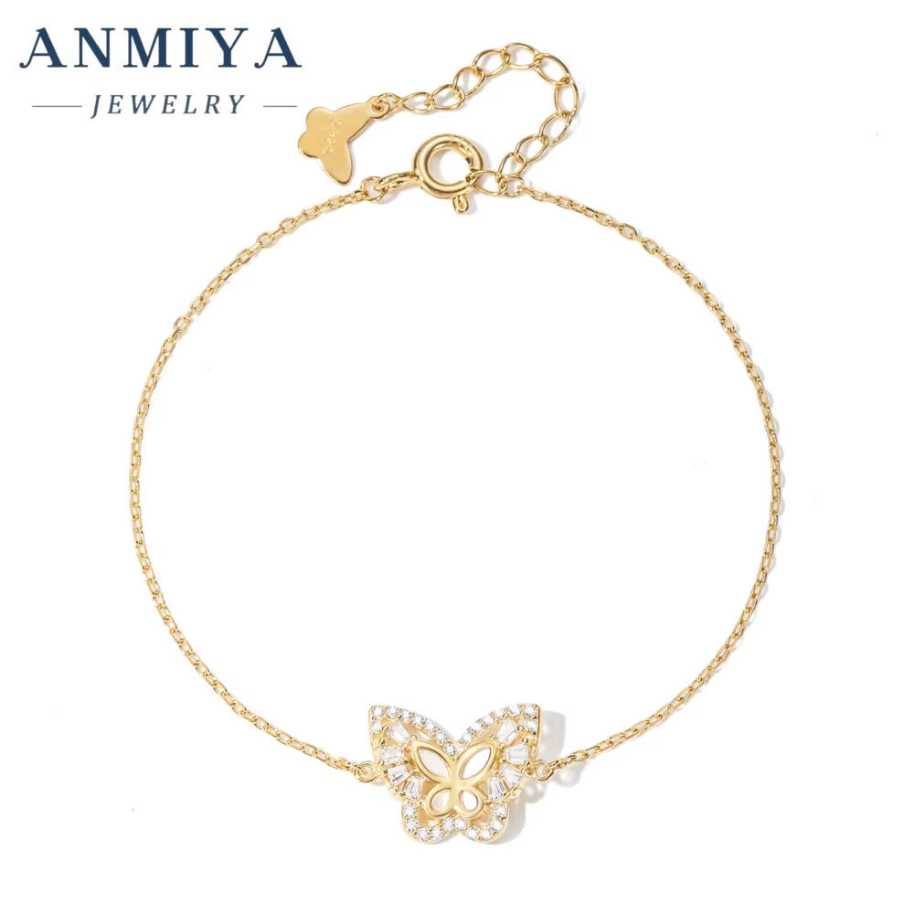 925 Sterling Silver Jewelry Clover Bracelet with Butterfly , Adjustable Chain & Hypoallergenic Design for Bridal Party Gift