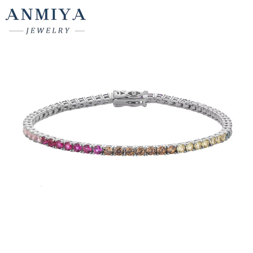 ANMIYA Fashion Zircon Bracelet Women Charm Rhinestone Bracelet Femme Jewelry for Couple Gifts