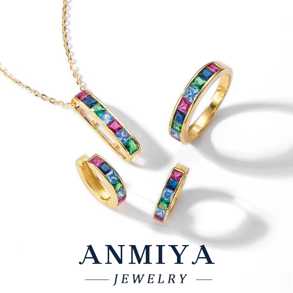 Modern Silver Jewelry Geometric Design Set Necklace,Earring,Ring for Office Wear Silver 925 Set