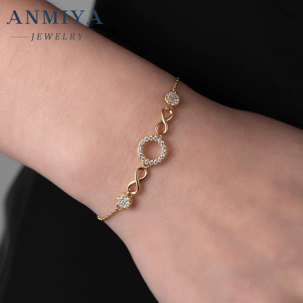 Wholesale Fashionable Charm Inlaid round Zircon Minimalist Wrist Chain Eternity Tennis 18K Gold 925 Silver Bracelet for Couple