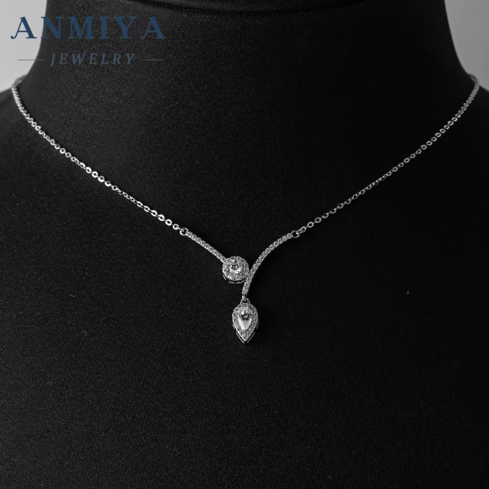 ANMIYA Minimalist Inoxidable High Quality Original Silver 925 Chain Pendant Real Cubic Zircon Manufacturer Necklace for Women