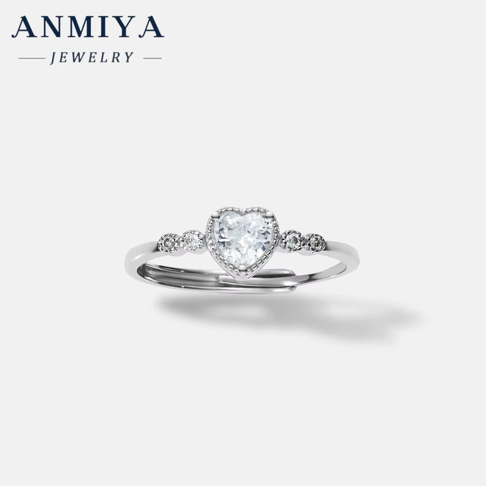 Fashion Jewelry Ring Manufacturer 5A Zircon Stone Ring Eternity Heart Ice Cut Ring for Women Lover