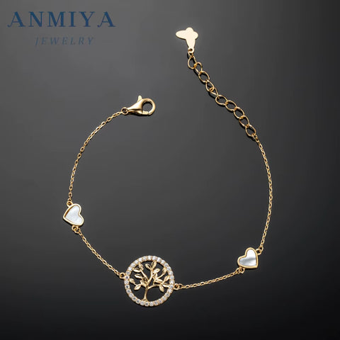 925 Silver Jewelry Cubic Zirconia round Shape Wisdom Tree of Life Pendant Charms for Bracelet Making Gold Plated