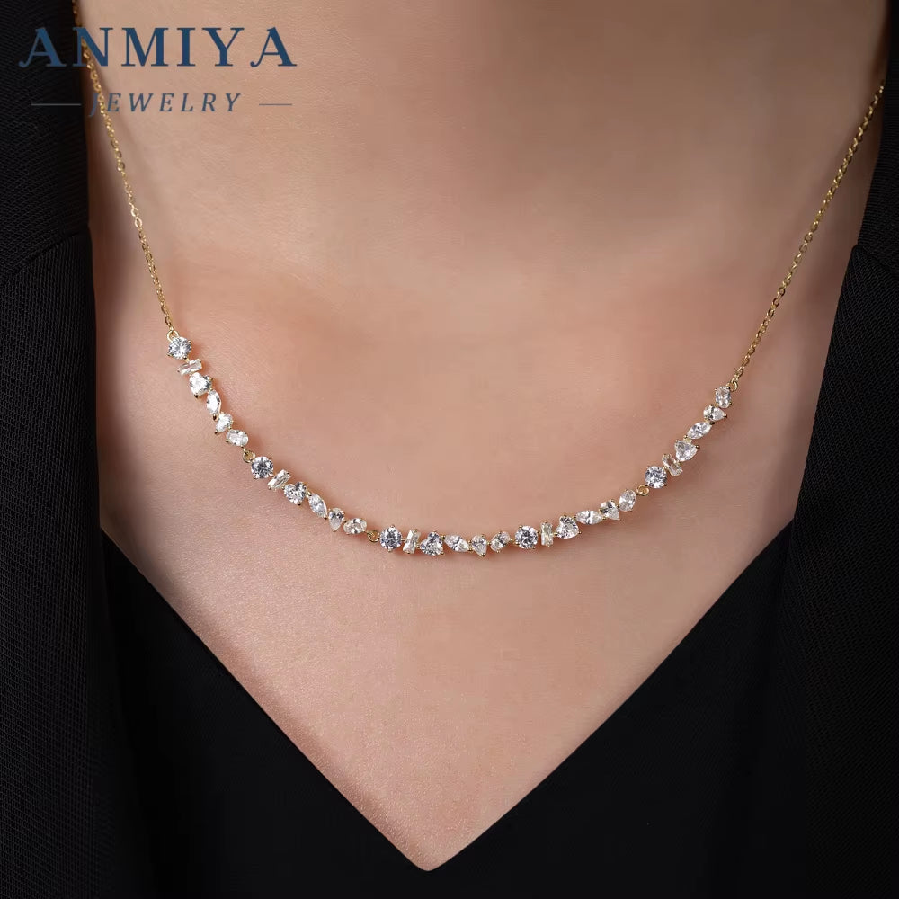 925 Sterling Silver Fashion Jewelry Girls Heart round Zircon Temperament Collarbone Necklace for Valentine'S Day