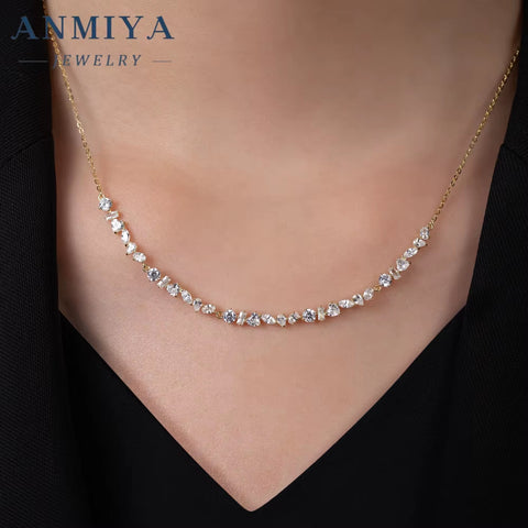 925 Sterling Silver Fashion Jewelry Girls Heart round Zircon Temperament Collarbone Necklace for Valentine'S Day