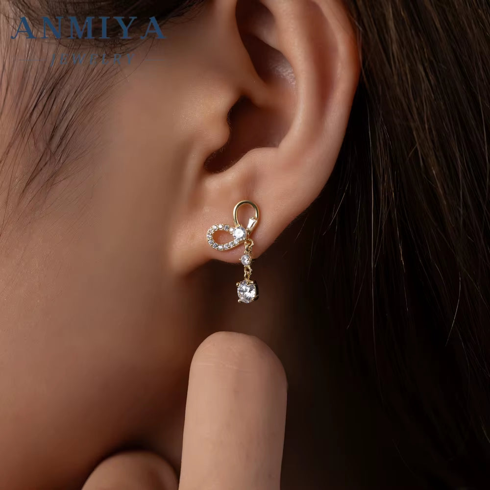Fashion Heart Drop Zircon Earrings Jewelry Women 18K Gold Plated Zircon Earrings Heart Stud Earring Trendy for Women