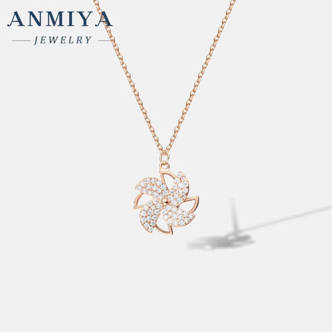 New Design Rotating Windmill Summer Fashionable S925 Silver 18K Gold Collarbone Necklace for Women