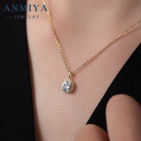 ANMIYA Factory Price Women Jewelry Wholesale Zircon Pendant Silver 925 Silver Necklace for Women