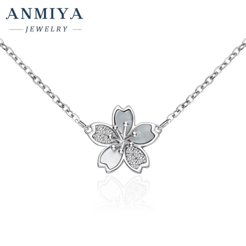 Fine Jewelry Necklaces Zircon Flower Necklace 925 Sterling Silver Sterling Fashion Jewelry Pendent Necklaces