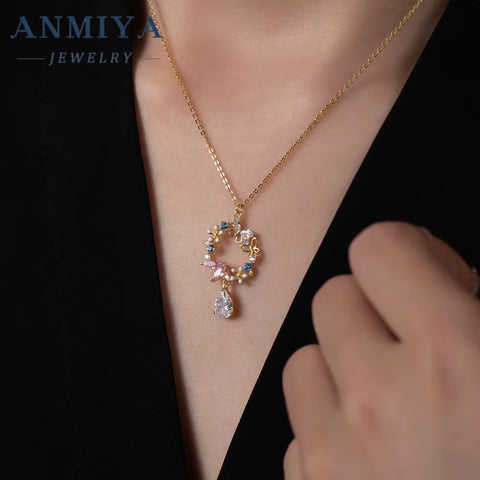 Women Flower Zircon Circle Garland Necklace Female Hot Fashion Temperament Collarbone Chain Necklace Wholesale for Women