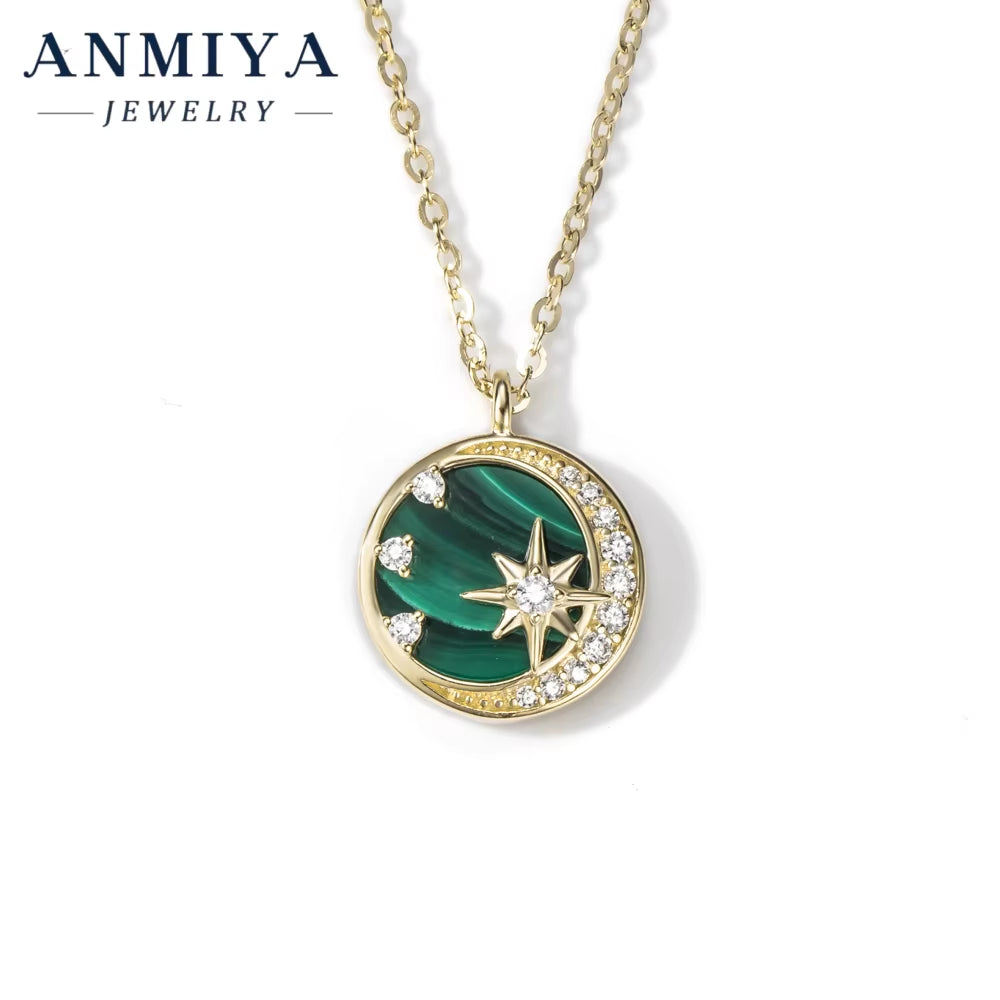 Elegant 925 Silver Necklace with Oval Malachite Stone | Fine Silver Jewelry Gift for Her | Natural Green Gem Pendant