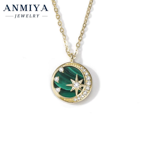 Elegant 925 Silver Necklace with Oval Malachite Stone | Fine Silver Jewelry Gift for Her | Natural Green Gem Pendant