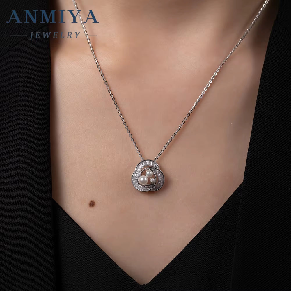 Elegant Wholesale Fine 925 Silver High Quality Freshwater Pearl Rose Flower Shape Earrings Set for Gift Women