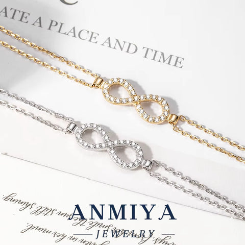 925 Sterling Silver Jewelry Clover & Mobius Strip Bracelet with Infinity Symbol Design for Eternal Love Gifts
